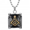 Freemasonry Pendant Masonic Columns Steel Black Gold IM#25236