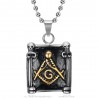 Freemasonry Pendant Masonic Columns Steel Black Gold IM#25237