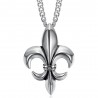 Ciondolo Fleur de lys Collana Catena Zirconi Acciaio inossidabile Argento IM#25248