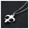 Fleur de lys pendant Necklace Chain Zirconium Stainless steel Silver IM#25251