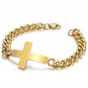 Pulsera de acero inoxidable de los hombres de oro Curb Cruz 21cm IM#25255