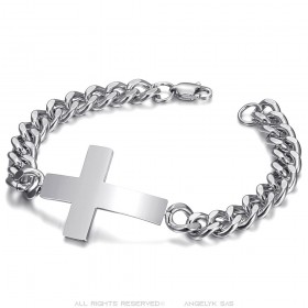 Men's Cross Bracelet Stainless Steel Silver 21cm  IM#25262