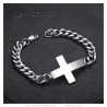 Men's Cross Bracelet Stainless Steel Silver 21cm  IM#25263