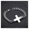 Pulsera Cruz Hombre Acero Inoxidable Plata 21cm  IM#25263