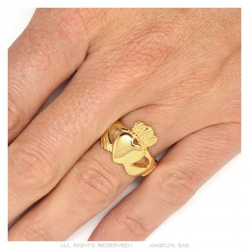 Women's claddagh ring Stainless steel and Gold  IM#25278