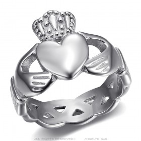 Women's claddagh ring Stainless steel and Silver  IM#25283