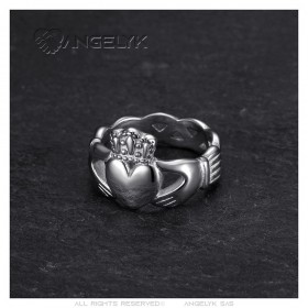 Anello claddagh da donna Acciaio inossidabile e argento  IM#25284