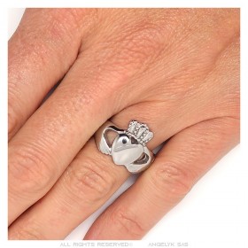 Women's claddagh ring Stainless steel and Silver  IM#25286
