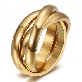 Ring 3 Rings 3mm Stainless Steel 316L Gold Plated IM#25289