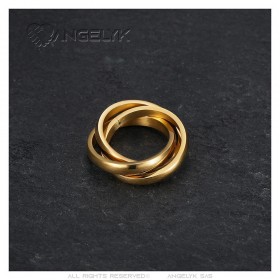 Ring 3 Rings 3mm Stainless Steel 316L Gold Plated IM#25291