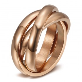 Ring 3 Rings 3mm Stainless Steel 316L Rose Gold Plated IM#25295