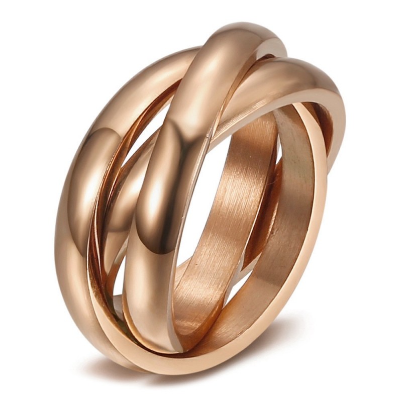 Ring 3 Rings 3mm Stainless Steel 316L Rose Gold Plated IM#25295