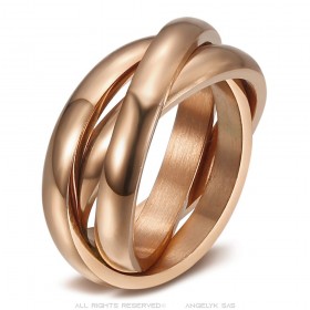 Ring 3 Rings 3mm Stainless Steel 316L Rose Gold Plated IM#25296