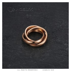 Anello 3 Anelli 3mm in acciaio inox 316L placcato oro rosa IM#25297