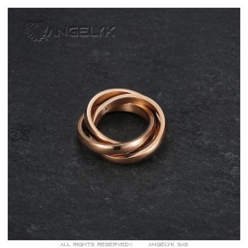 Ring 3 Rings 3mm Stainless Steel 316L Rose Gold Plated IM#25297