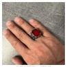 Cavaliere Templare Realista Fleur de Lys Biker Acciaio Rosso Rubino IM#25305