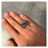 Anillo de motorista estilo HD Acero inoxidable para hombres Live To Ride IM#25333