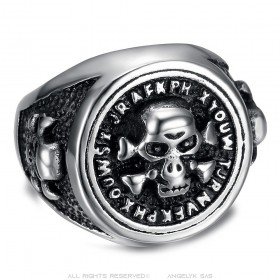 Men's skull biker ring Round skull ring Stainless steel IM#25337