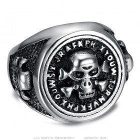 Ring Biker Totenkopf Mann Ritter Totenkopf Rund Edelstahl IM#25337