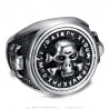 Bague biker crâne homme Chevalière skull Ronde Acier inoxydable  IM#25337