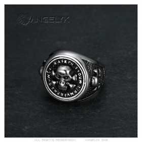 Ring Biker Totenkopf Mann Ritter Totenkopf Rund Edelstahl IM#25338