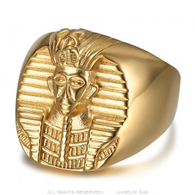 Chevalière Pharaon Egyptian Ring Stainless steel Gold IM#25344