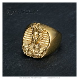 Chevalière Pharaon Bague Egyptienne Acier inoxydable Or  IM#25345