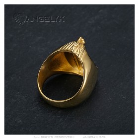 Chevalière Pharaon Egyptian Ring Stainless steel Gold IM#25346