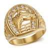 Elvis Presley Gitan Herradura Anillo Diamante Acero Inoxidable Oro IM#25350