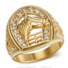 Elvis Presley Gitan Horseshoe Ring Diamond Stainless Steel Gold IM#25351