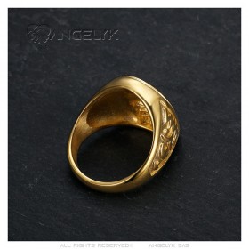 Elvis Presley Gitan Horseshoe Ring Diamond Stainless Steel Gold IM#25353