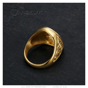 Hufeisenring Elvis Presley Gitan Diamant Edelstahl Gold IM#25353