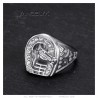 Bague fer à cheval Elvis Presley Gitan Diamant Acier inoxydable Argent  IM#25359