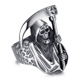 35mm Hombres Gothic Reaper Anillo Biker Acero inoxidable IM#25410