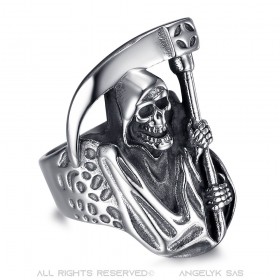 35mm Hombres Gothic Reaper Anillo Biker Acero inoxidable IM#25411