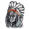 Najaro Indian head ring 316l stainless steel Silver Turquoise  IM#25424