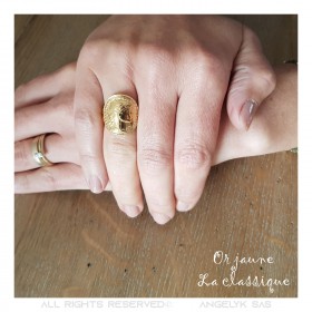 Anello con moneta curva Marianne Acciaio inossidabile Oro IM#25434