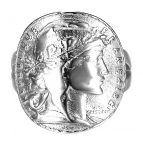 Anello Marianne pezzo curvo Acciaio inossidabile Argento IM#25451