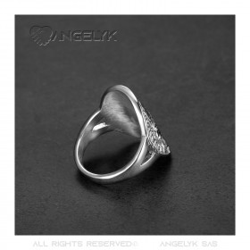 Bague pièce Marianne cintrée Acier inoxydable Argent  IM#25454