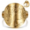 Anillo marianne Moneda 20 Francos curvado Acero Oro  IM#25475