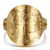 Ring marianne Coin 20 Francs curved Steel Gold  IM#25476