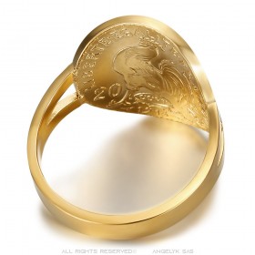 Ring Marianne 20-Franken-Münze tailliert Stahl Gold  IM#25477