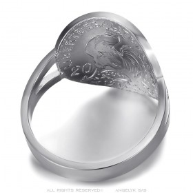 Bague marianne Pièce 20 Francs cintrée Acier Argent  IM#25484