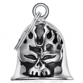 Good Luck Bell Motorcycle 316L Steel Skull Flame IM#25499