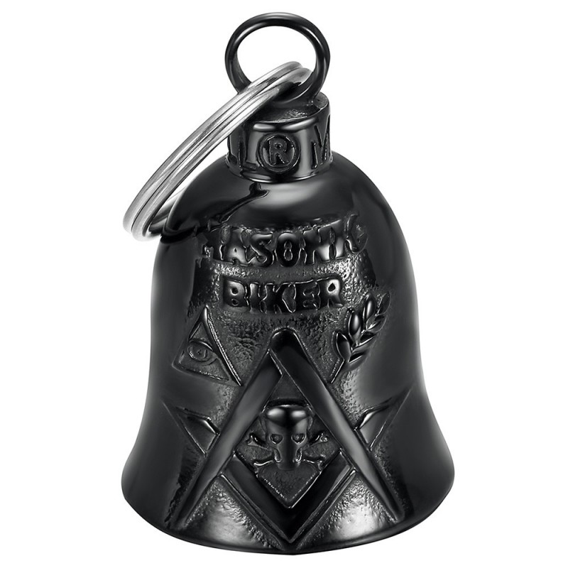 Motorradklingel Mocy Bell Masonic Biker Edelstahl Schwarz IM#25524