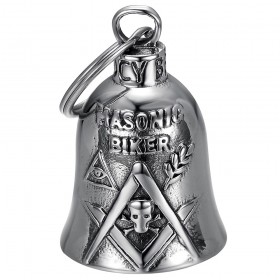 Motorradklingel Mocy Bell Masonic Biker Edelstahl Silber IM#25543