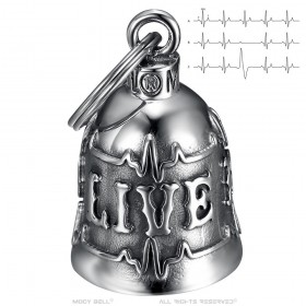 Motorcycle Bell Mocy Bell ECG Ride to Live Stainless Steel Silver IM#25556