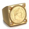 Napoleón Chevalière cuadrado Acero inoxidable Oro 4 Diamantes IM#25588