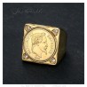 Napoleon Chevalière square Stainless steel Gold 4 Diamonds IM#25589