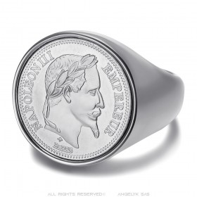 Chevalière Napoléon III 20 francs Classic Stainless steel Silver IM#25609